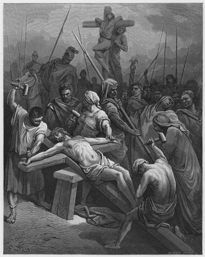 Christus aan het kruis genageld door Gustave Dore